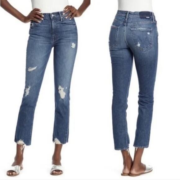 Mother Superior The Flirt Ankle Distressed Slim Jeans Blue Denim Womens 28 - Picture 13 of 13